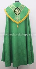 NEW Green Cope & Stole Set with IHS embroidery,capa pluvial,chape,far fronte picture