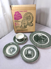 Vtg New THE OLD CURIOSITY SHOP Dinnerware 5pc Place Setting ORIG BOX 10" Plate picture