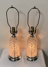 Vintage Set of 2 Cut Crystal Table Lamps w/Interior Night Light and 3 Way Switch picture