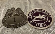 Vintage USPS US Post Office Mail Letter Carrier Metal Cap Badge #1 & Rare Patch picture