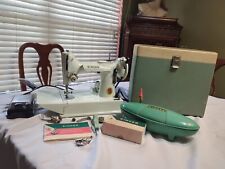 Tested White Singer Featherweight 221k 1964 With Case Accessories & Manual picture