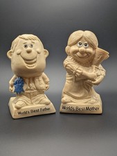 Vintage 1970 R & W Berries Russ Wallace Figurines World's Best Mom&Dad 6" T picture