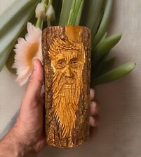 VTG Hand carved Wood Spirit Face Troll Figurine Unique Norway Candleholder 8
