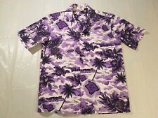 Made In Hawaii Pineapple Floral Aloha Shirt Purple Men’s Medium picture