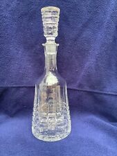 Cut Crystal Decanter with Stopper 13” Tall Heavy Waffle / Lattice Type Pattern picture