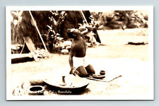 RPPC Postcard Honolulu HI Hawaii David Eating Poi Fish EKC Real Photo Card picture