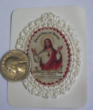 Vtg Sacred Heart Jesus Apostleship of prayer white embroidered scapular badge picture