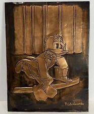 VTG Donald Duck Signed Copper Embossed Wall/Shelf Art 9x12 No Frame Or Hanger picture