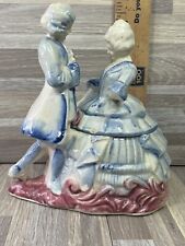 Vintage Porcelain Powder Box -Victorian Courting Couple, Preowned picture