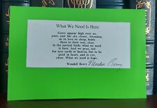 Wendell Berry What We Need Is Here Signed Poem picture