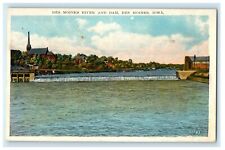 1934 Des Moines Iowa IA,  River And Dam View Posted Antique Postcard picture