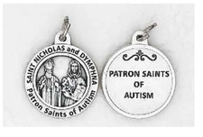 Saint Dymphna & St. Nicholas - Patron Saints of Autism - 3/4 inch Medal picture