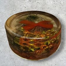 VINTAGE 1960s/70s LUCITE ACRYLIC PAPERWEIGHT WITH DRIED FLOWERS OVAL DOME SHAPED picture