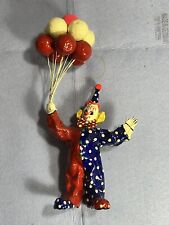 Paper Mache Vintage 11” Clown W/Baloons - Ex. New Condition - Vibrant Colors picture