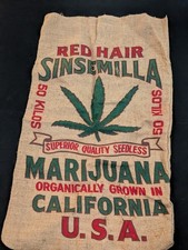 Novelty Burlap Marijuana Sack Red Hair Sinsemilla Cannabis Bag 34x20 Decor - B15 picture