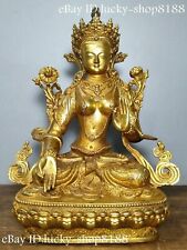 China Tibet Buddhism Brass Gilt Spirit of Compassion Goddess White Tara Statue picture
