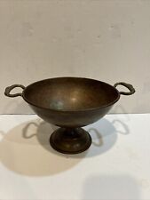 VTG Arts & Crafts Hammered Copper Footed Handled Bowl Colonial RARE Centerpiece picture