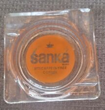 1970's VINTAGE CLEAR GLASS COLLECTIBLE ASHTRAY  SANKA 97% CAFFERINE FREE COFFEE picture