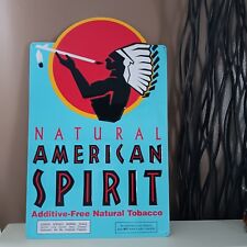 VINTAGE NATUAL AMERICAN SPIRIT CIGARETTES METAL TIN SIGN - 18.75