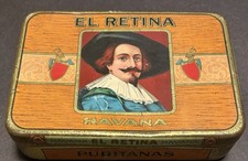 ANTIQUE EL RETINA HAVANA CIGAR TIN MILD PURITANAS FACTORY NO. 73 picture