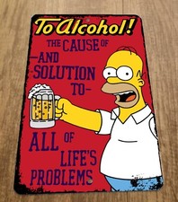 To Alcohol The Cause and Solution to Problems 8x12 Metal Wall Alcohol Bar Sign picture