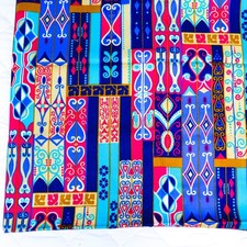 Vtg Crepe Fabric Yardage 60s 70s Bright Funky Groovy Psychadelic 45x100 Dresses picture