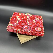 Vintage Flower Power Empty Box Red Pink 1960s Stationary Cardboard Storage READ picture