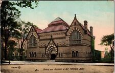 Pittsfield MA-Massachusetts, Library & Museum, Vintage Postcard picture