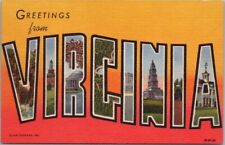 Vintage VIRGINIA Large Letter Postcard Colorful CURTEICH Linen / c1953 - Unused picture