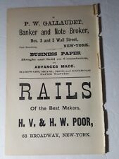 1873 print ad P.W. GALLAUDET BANKER & NOTE broker  3 wall st NYC  picture