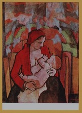 1967 Mother Nursing Baby Madonna Breastfeeding Maternity Art Vintage Postcard picture