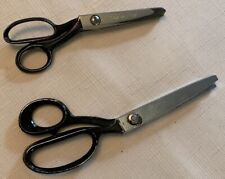 2 Vintage Pinking Shears 9 inch & 7.5 inch Blades, sewing picture