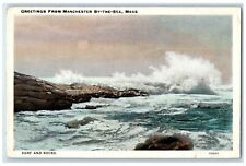 1931 Greetings From Manchester By The Sea Massachusetts MA Posted Waves Postcard picture