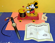 VTG Fossil Mickey Mouse Watch & Collectible Wood Toy - LI-1563 Black 12681/1500 picture