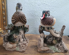 🦆Vintage The Hadley Collection Wood Duck Bookends Cabin Decor Mating Pair picture