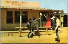 c1960s RIMROCK CITY, TEXAS Postcard Gun Fight Scene Highway 80 Odessa Midland picture