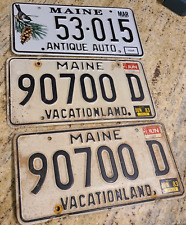 Lot of 3 Vintage License Plates Maine 1983  “Antique Auto” Rustic 90700 D 53-015 picture