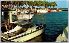 Vtg Ft Myers Florida FL Beautiful Yacht Basin Boats 1950s View Old Postcard picture
