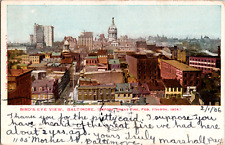 Vintage 1906 Baltimore City Before Great Fire Birds Eye View Maryland Postcard picture