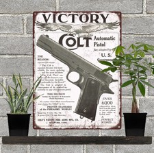 1911 Colt Firearms Military Pistol Gun Man Cave Art Metal Sign 9x12" 60675 picture