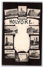 Postcard Holyoke Massachusetts Greetings Multiview Town Photos picture