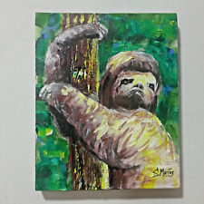 Original sloth oil painting by juan montes, amazonian artist 16 picture