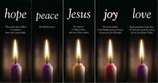 Hope Peace Joy Love and Jesus Advent Banner Set of 5 with X-Stands, 63 Inch picture