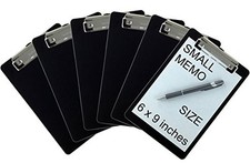 Memo Clipboard 6'' x 9'' Low Profile Clip Plastic (6-Pack) (Black) picture
