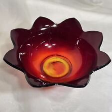 Amberina Art Glass Lotus Flower Dish, Vintage❤️ picture