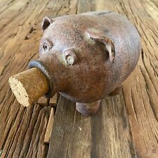 Vintage Corky Piggy Bank Brown With Cork Coin Molded picture