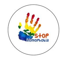 Stop Homophobia LGBTQ+ Gay Lesbian 2.25” Pinback Button Pin Badge 008 picture