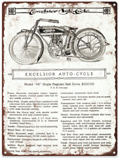 1912 Excelsior 4B Auto Cycle Motorcycle Garage Shop Metal Sign Repro 9x12