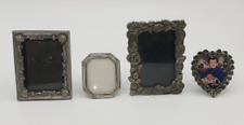 Lot of 4 Pewter Vintage Style Small Miniature Picture Photo Frames picture