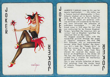 2 Vintage Alberto Vargas Replacement Jokers Pinup Playing Cards Jester Mini-Bio picture